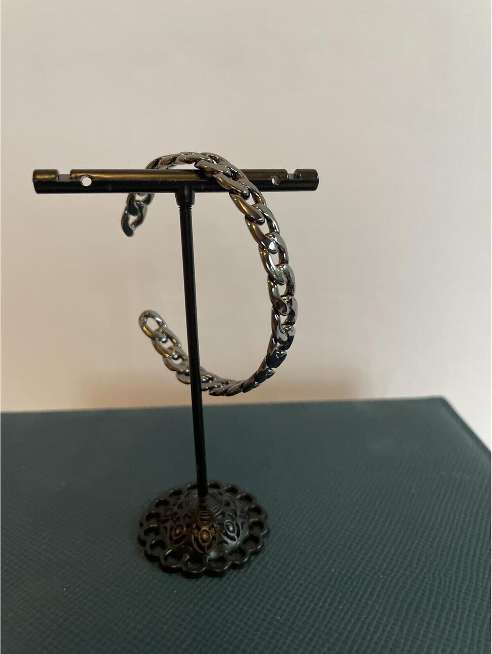 Marlyn Schiff Chain Link Cuff Black Gunmetal Tone Bracelet